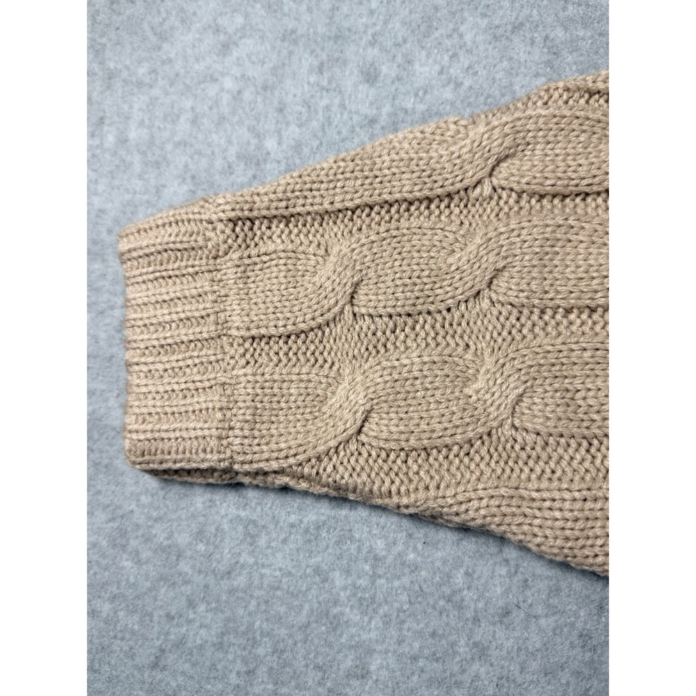 Say What? Beige Cable Knit Batwing Sweater 3D Flower Boho Coquette Hippie Sz M - Picture 3 of 10